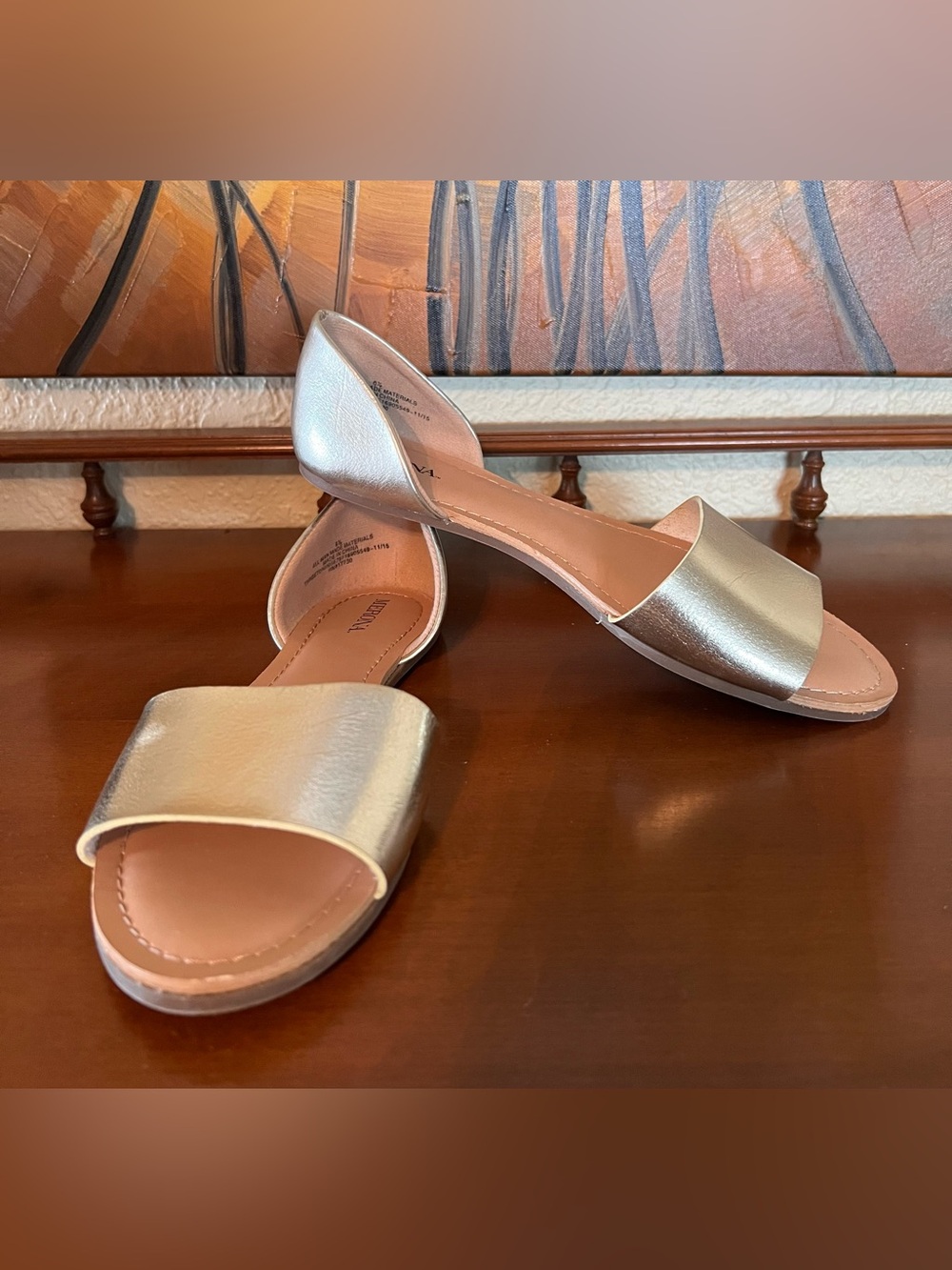 Merona Metallic Gold Open-Toe D'Orsay Flats